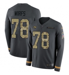 Nike Buccaneers 78 Tristan Wirfs Anthracite Salute to Service Men Stitched NFL Limited Therma Long Sleeve Jersey