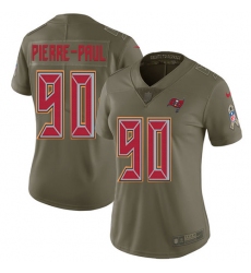 Nike Buccaneers #90 Jason Pierre Paul Olive Womens Stitched NFL Limited 2017 Salute to Service Jersey