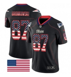 Mens Nike New England Patriots 87 Rob Gronkowski Limited Black Rush USA Flag NFL Jersey