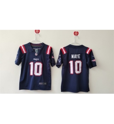 Women New England Patriots 10 Drake Maye 2024 Draft Navy Vapor Untouchable Limited Stitched Jersey