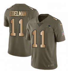 Youth Nike New England Patriots 11 Julian Edelman Limited OliveGold 2017 Salute to Service NFL Jersey