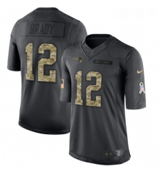 Youth Nike New England Patriots 12 Tom Brady Limited Black 2016 Salute to Service NFL Jersey