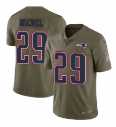 Youth Nike New England Patriots 29 Sony Michel Limited Olive 2017 Salute to Service NFL Jersey