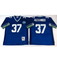 Men Seattle Seahawks 37 Shaun Alexander Blue M&N Throwback Jersey