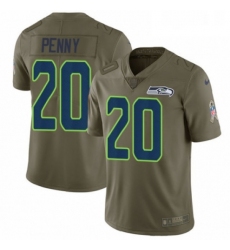 Mens Nike Seattle Seahawks 20 Rashaad Penny Limited Olive 2017 Salute to Service NFL Jersey