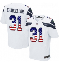 Mens Nike Seattle Seahawks 31 Kam Chancellor Elite White Road USA Flag Fashion NFL Jersey