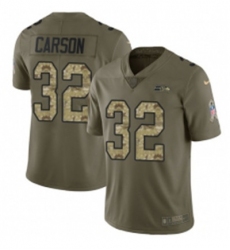 Mens Nike Seattle Seahawks 32 Chris Carson Limited OliveCamo 2017 Salute to Service NFL Jersey