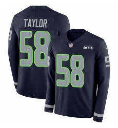 Nike Seahawks 58 Darrell Taylor Steel Blue Team Color Men Stitched NFL Limited Therma Long Sleeve Jersey