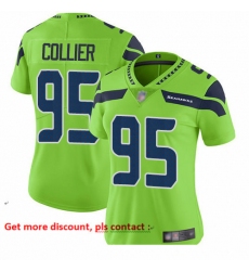 Seahawks 95 L J  Collier Green Women Stitched Football Limited Rush Jersey