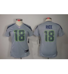 Women Nike Seattle Seahawks 18# Sidney Rice Grey Color NFL LIMITED Jerseys