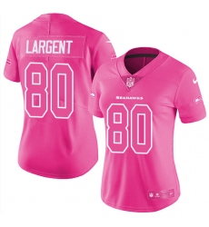 Womens Nike Seahawks #80 Steve Largent Pink  Stitched NFL Limited Rush Fashion Jersey