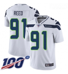 Seahawks #91 Jarran Reed White Youth Stitched Football 100th Season Vapor Limited Jersey