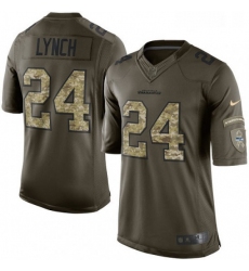 Youth Nike Seattle Seahawks 24 Marshawn Lynch Elite Green Salute to Service NFL Jersey