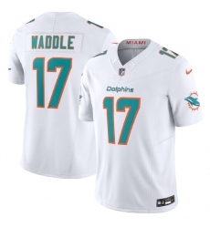 Men Miami Dolphins 17 Jaylen Waddle White 2023 F U S E Vapor Limited Stitched Football Jersey