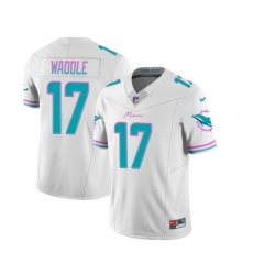 Men Miami Dolphins 17 Jaylen Waddle White 2023 F U S E Vapor Limited Stitched Football Jersey