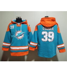 Men Miami Dolphins 39 Larry Csonka Aqua Lace Up Pullover Hoodie