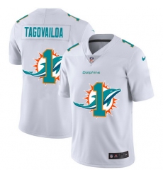 Miami Dolphins 1 Tua Tagovailoa White Men Nike Team Logo Dual Overlap Limited NFL Jersey