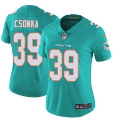 Nike Dolphins #39 Larry Csonka Aqua Green Team Color Womens Stitched NFL Vapor Untouchable Limited Jersey