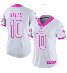 Womens Nike Miami Dolphins 10 Kenny Stills Limited WhitePink Rush Fashion NFL Jersey