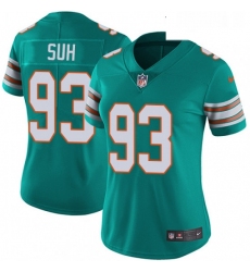 Womens Nike Miami Dolphins 93 Ndamukong Suh Aqua Green Alternate Vapor Untouchable Limited Player NFL Jersey