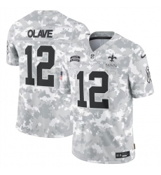 Men New Orleans Saints 12 Chris Olave 2024 Arctic Camo Salute To Service Limited Stitched Football Jersey