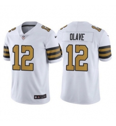 Men New Orleans Saints 12 Chris Olave White Vapor Limited Stitched Jersey