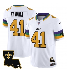 Men New Orleans Saints 41 Alvin Kamara White 2024 F U S E  Vapor Limited Stitched Jersey