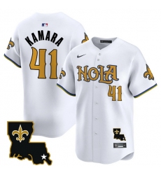 Men New Orleans Saints 41 Alvin Kamara White Cool Base Stitched Baseball Jersey