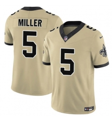 Men New Orleans Saints 5 Kendre Miller Gold 2025 F U S E  Alternate Vapor Limited Stitched Football Jersey