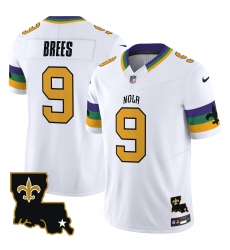 Men New Orleans Saints 9 Drew Brees White 2024 F U S E  Vapor Limited Stitched Jersey