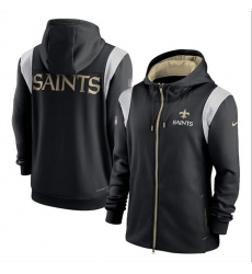 Men New Orleans Saints Black Zipper Hoodie