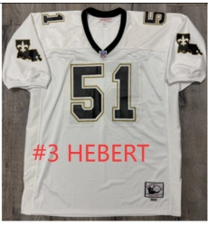 Men Saints #3 HEBERT White Throwback Stitched NFL Jersey