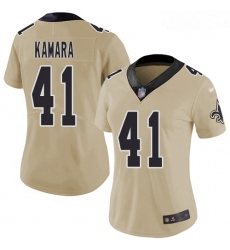 Saints #41 Alvin Kamara Gold Women Stitched Football Limited Inverted Legend Jersey