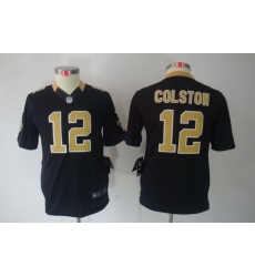 Nike Youth New Orleans Saints #12 Colston Black Limited Jerseys