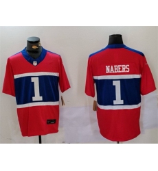 Men New York Giants 1 Malik Nabers Red 2024 F U S E  Vapor Untouchable Limited Stitched Jersey