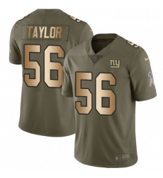 Mens Nike New York Giants 56 Lawrence Taylor Limited OliveGold 2017 Salute to Service NFL Jersey