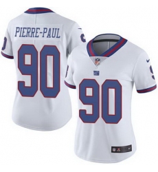 Nike Giants #90 Jason Pierre Paul White Womens Stitched NFL Limited Rush Jersey