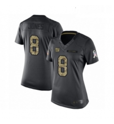 Womens New York Giants 8 Daniel Jones Limited Black 2016 Salute to Service Football Jersey