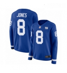 Womens New York Giants 8 Daniel Jones Limited Royal Blue Therma Long Sleeve Football Jersey