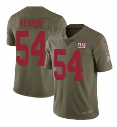 Youth Nike Giants #54 Olivier Vernon Olive Stitched NFL Limited 2017 Salute to Service Jersey