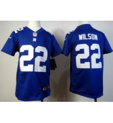 Youth Nike New York Giants 22 Wilson Blue Game Nike NFL Jerseys