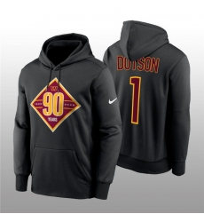 Men Washington Commanders 1 Jahan Dotson Black 90th Anniversary Performance Pullover Hoodie