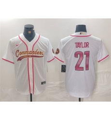 Men Washington Commanders 21 Sean Taylor White With Patch Cool Base Stitched Baseball Jersey