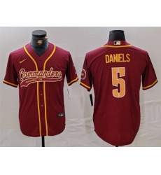 Men Washington Commanders 5 Jayden Daniels Burgundy With Patch Cool Base Stitched Baseball Jersey