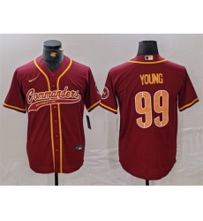 Men Washington Commanders 99 Chase Young Burgundy With Patch Cool Base Stitched Baseball Jersey