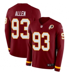 Nike Redskins #93 Jonathan Allen Burgundy Red Team Color Men Stitched NFL Limited Therma Long Sleeve Jersey