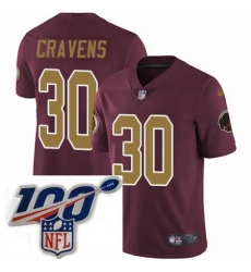 Youth Nike Washington Redskins 30 Sua Cravens Burgundy RedGold Number Alternate 80TH Anniversary Vapor Untouchable Limited Stitched 100th anniversary Neck 