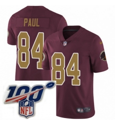 Youth Nike Washington Redskins 84 Niles Paul Burgundy RedGold Number Alternate 80TH Anniversary Vapor Untouchable Limited Stitched 100th anniversary Neck P