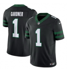 Men New York Jets 1 Sauce Gardner Black 2024 F U S E  Vapor Limited Stitched Jersey