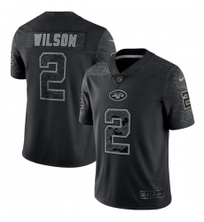 Men's New York Jets #2 Zach Wilson Black Reflective Limited Stitched Jersey